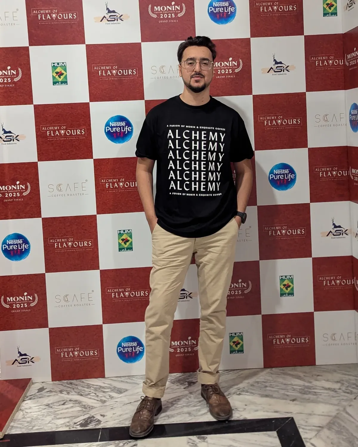 Ahmed Hussain at a Monin Pakistan beverage event
